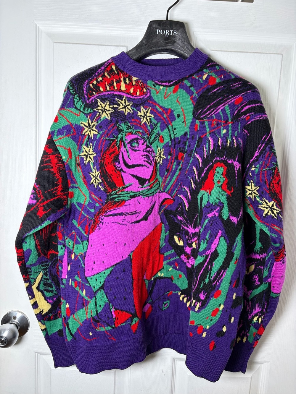 MSGM Men's Cartoon Print Wool-Blend Jumper Size S
